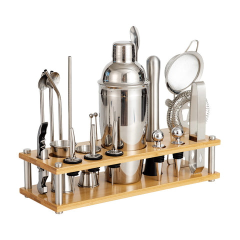 Complete Bar Shaker Set With Tool Organizer Stand