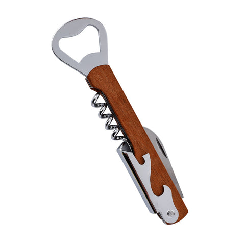 Wooden Handle Multifunctional Corkscrew Bottle Opener