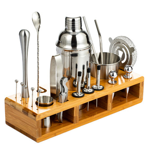 Premium Stainless Steel Cocktail Shaker Set With Stand